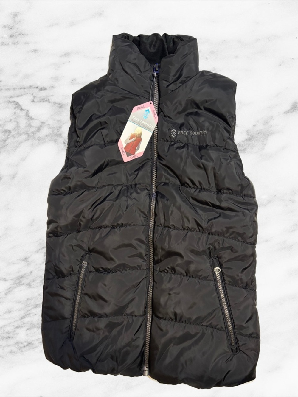 Free Country Black Quilted Zip-Up Vest